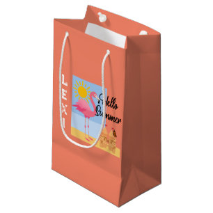 Hello Summer Pink Flamingo Design - Gift Bag - Sma