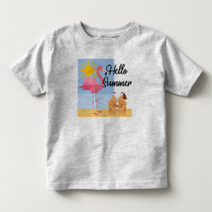 Hello Summer Pink Flamingo Design - Toddler Fine J T-shirt