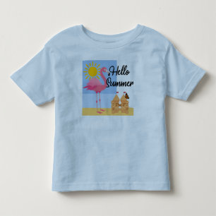 Hello Summer Pink Flamingo Design - Toddler Fine J T-shirt