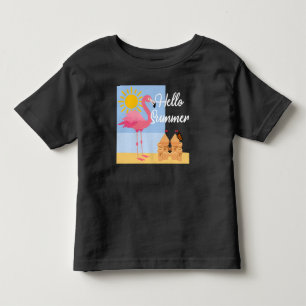 Hello Summer Pink Flamingo Design - Toddler Fine J T-shirt