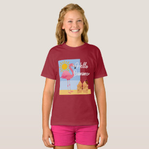 Hello Summer Pink Flamingo Design - Toddler Fine J T-Shirt