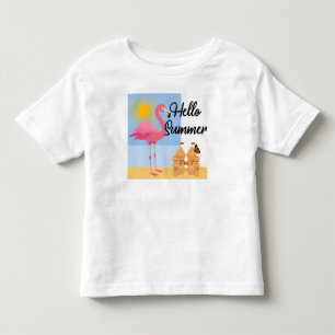 Hello Summer Pink Flamingo Design - Toddler Fine J T-shirt