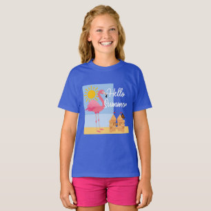 Hello Summer Pink Flamingo Design - Toddler Fine J T-Shirt