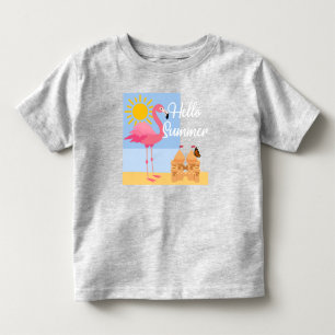 Hello Summer Pink Flamingo Design - Toddler Fine J T-shirt
