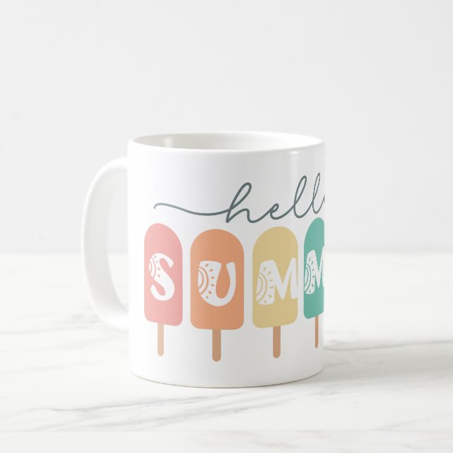 Hello Summer Popsicle Colourful Coffee Mug (Front Left)
