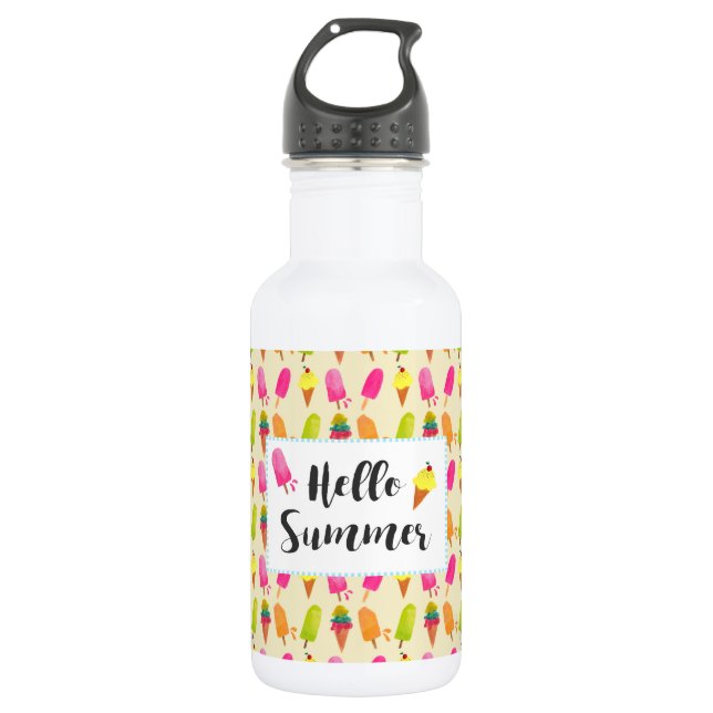 Hello Summer Popsicles and Ice Cream 532 Ml Water Bottle (Front)