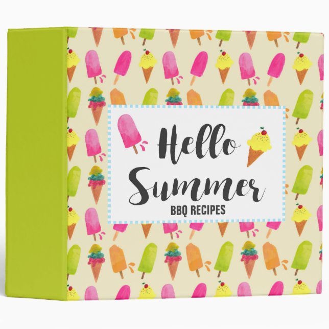 Hello Summer Popsicles and Ice Cream BBQ Recipes Binder (Front/Spine)