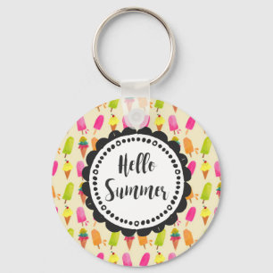 Hello Summer Popsicles and Ice Cream Keychain