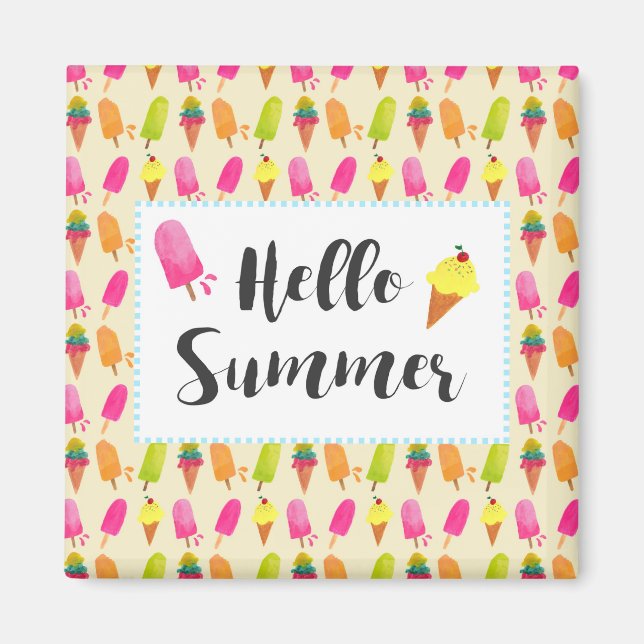Hello Summer Popsicles and Ice Cream Magnet (Front)