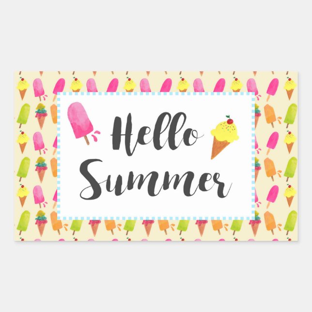 Hello Summer Popsicles and Ice Cream Sticker (Front)