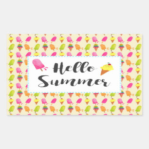 Hello Summer Popsicles and Ice Cream Sticker