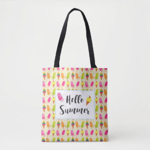 Hello Summer Popsicles and Ice Cream Tote Bag