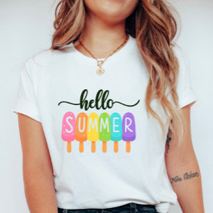 Hello Summer Rainbow ; Fun Colourful Vacation T-Shirt