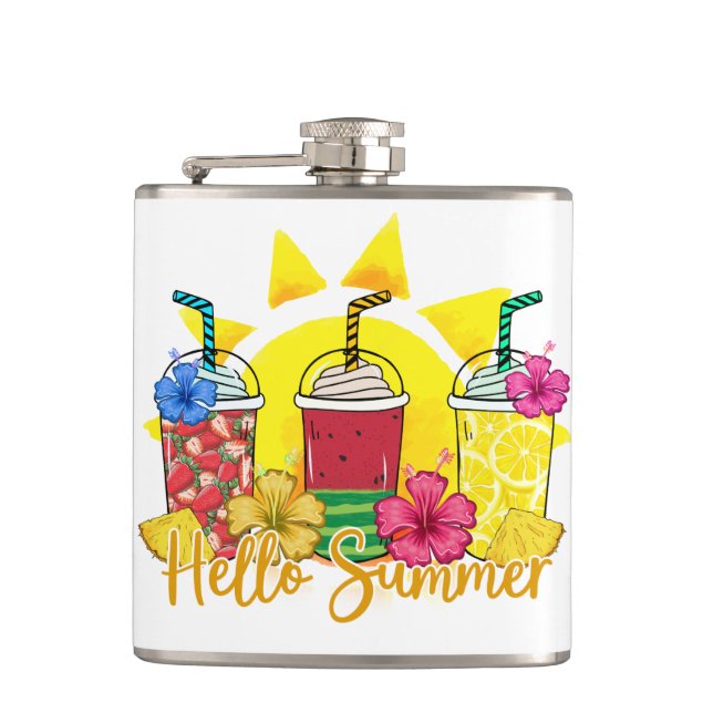 Hello Summer | Refreshing Tropical Fruit Smoothie Hip Flask (Front)