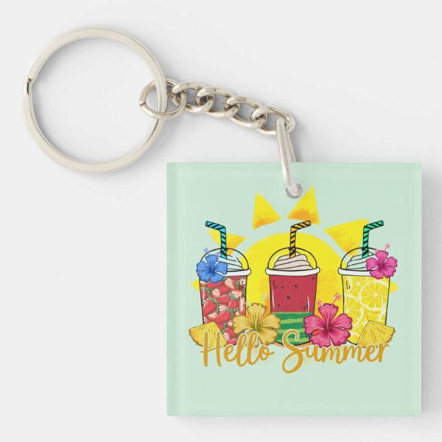 Hello Summer | Refreshing Tropical Fruit Smoothie Keychain (Front)