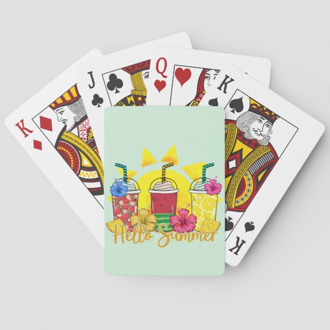 Hello Summer | Refreshing Tropical Fruit Smoothie Playing Cards (Back)