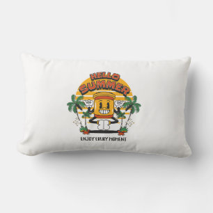 Hello Summer Retro Mascot Lumbar Pillow