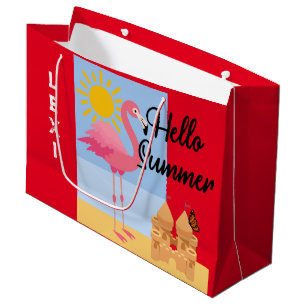 Hello Summer Rose Flamant rose Design - Sac cadeau