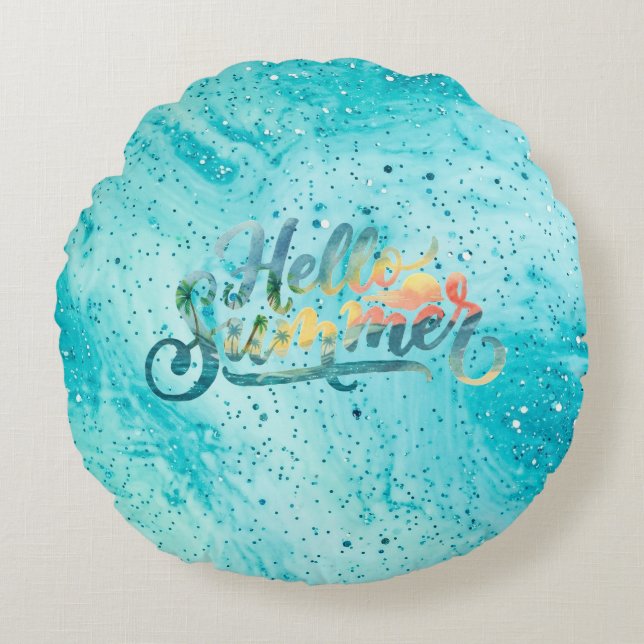 Hello Summer Round Pillow (Front)