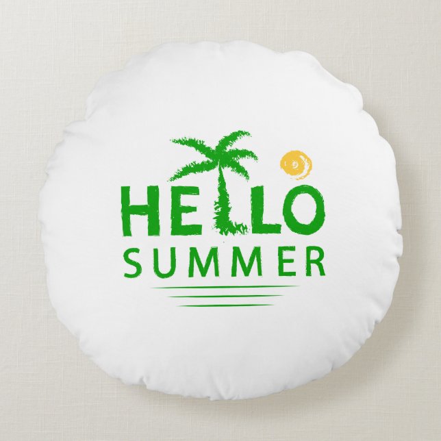 Hello Summer Round Pillow (Front)