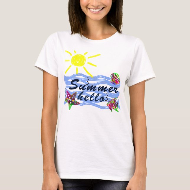Hello Summer  sea and sun T-Shirt (Front)