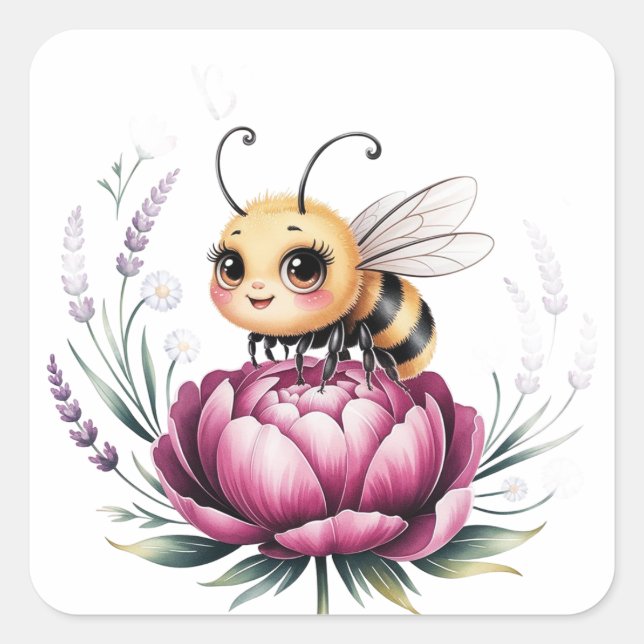 Hello summer  square sticker (Front)