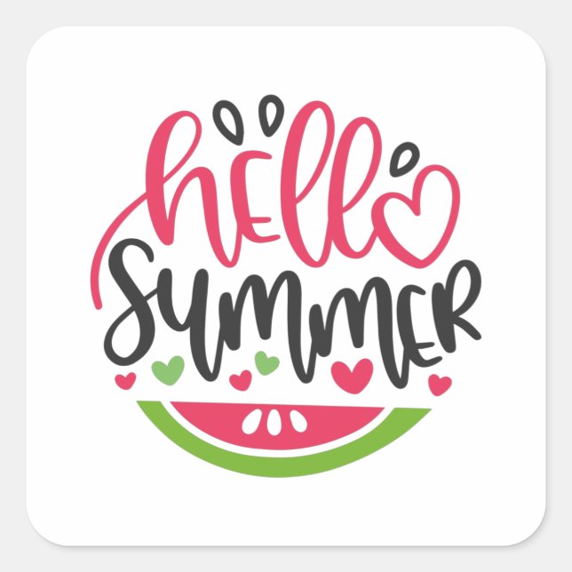 Hello summer square sticker (Front)