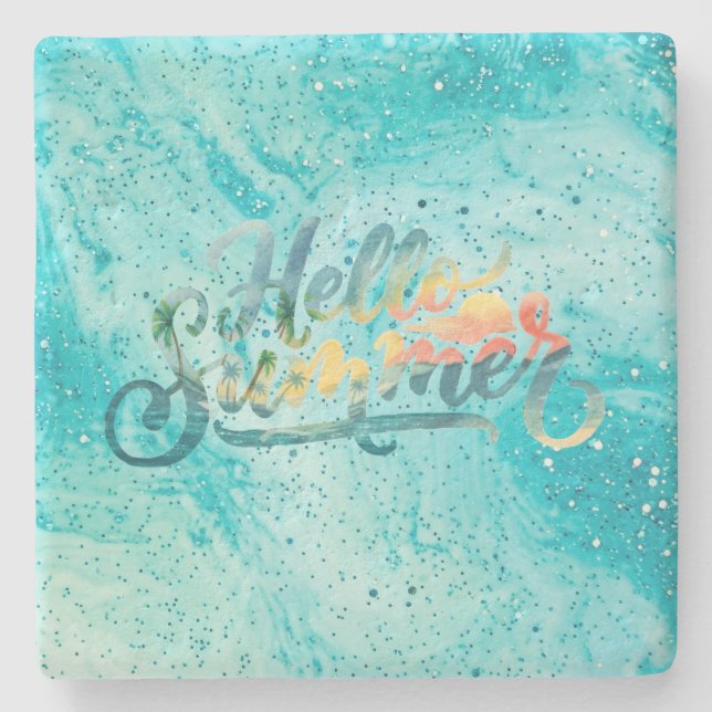 Hello Summer Stone Coaster (Front)