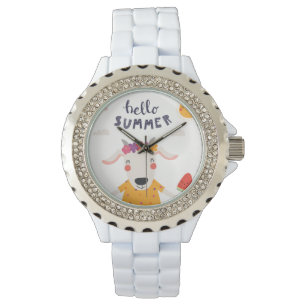 Hello summer strass alloy white enamel watch