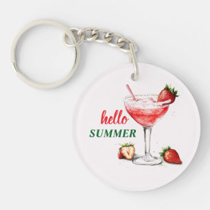 Hello Summer Strawberry Cocktail Keychain