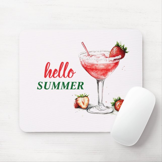 Hello Summer | Strawberry Cocktail Mouse Pad (With Mouse)