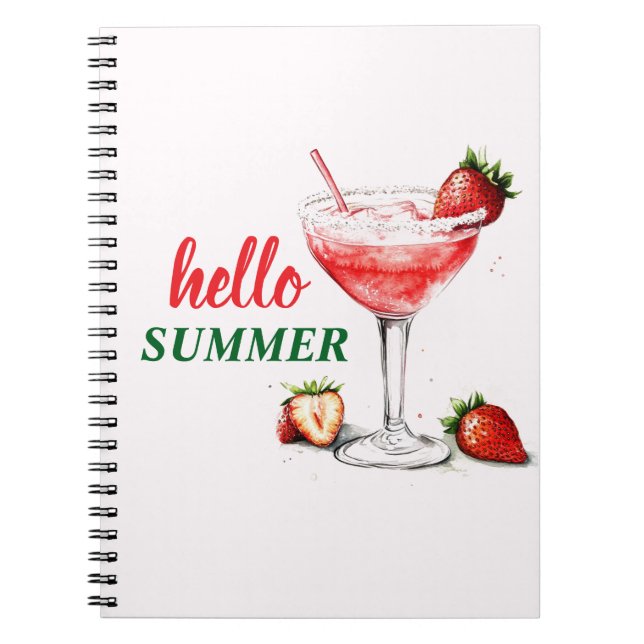 Hello Summer | Strawberry Cocktail Notebook (Front)