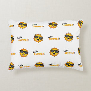 Hello Summer Sun with Sunglasses Accent Pillow