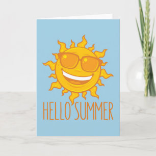 Hello Summer Sun With Sunglasses Card
