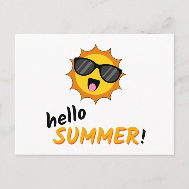 Hello Summer Sun with Sunglasses Holiday Postcard (Front)