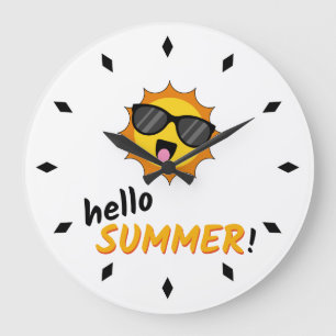 Hello Summer Sun with Sunglasses Large Clock