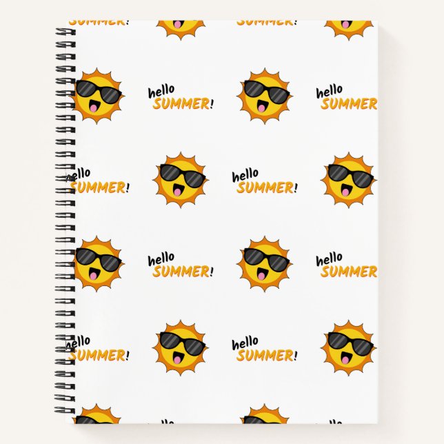 Hello Summer Sun with Sunglasses Notebook (Front)