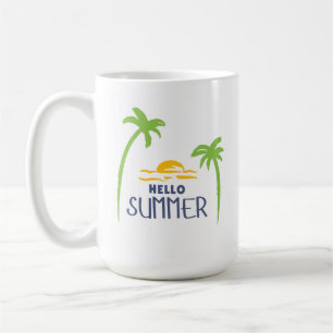 Hello Summer Sunshine And Palm Trees Coffee Mug