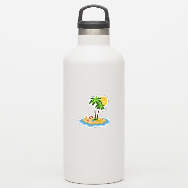Hello Summer Sunshine Retro Circle Vintage Beach  (Waterbottle)