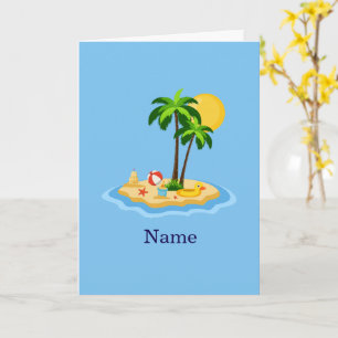 Hello Summer Sunshine Retro Circle Vintage Beach Card