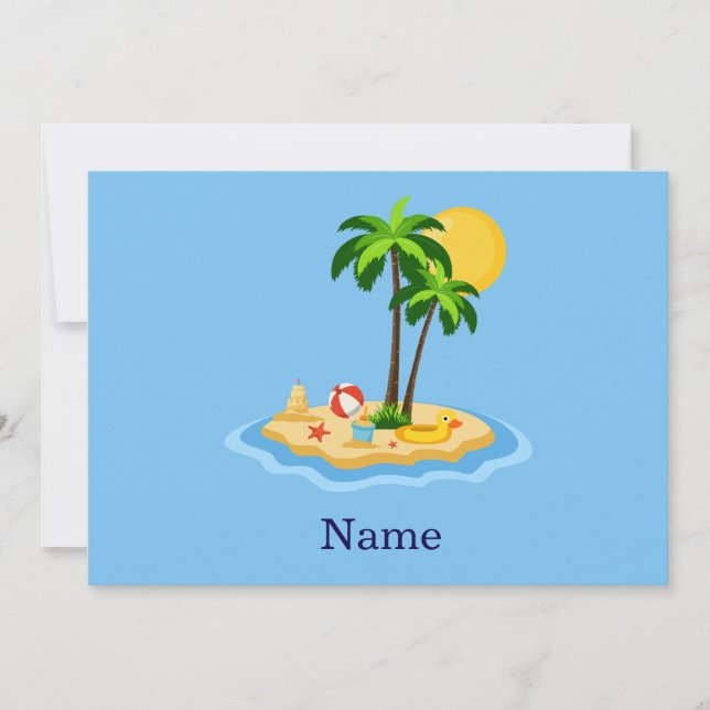 Hello Summer Sunshine Retro Circle Vintage Beach  Invitation (Front)