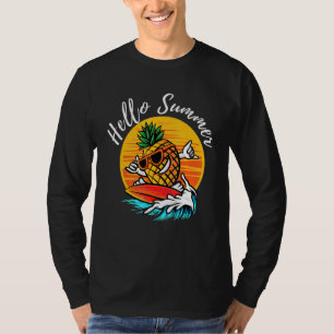 Hello Summer Surving Cool Pineapple Aloha Beaches T-Shirt