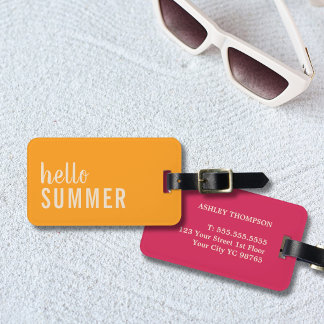 Hello Summer Tangerine & Berry Red Travel  Luggage Tag