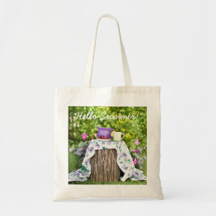 Hello Summer Tea and Plums in the Garden Tote Bag