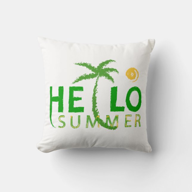 Hello Summer Throw Pillow (Front)