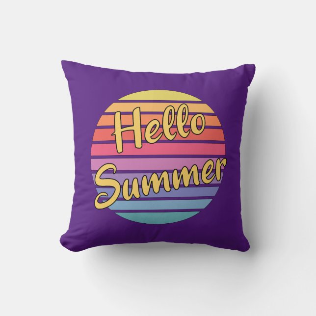Hello Summer Throw Pillow (Front)