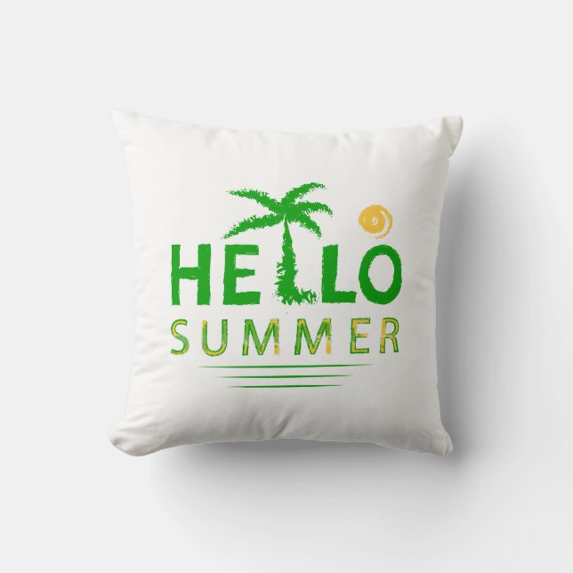 Hello Summer Throw Pillow (Front)
