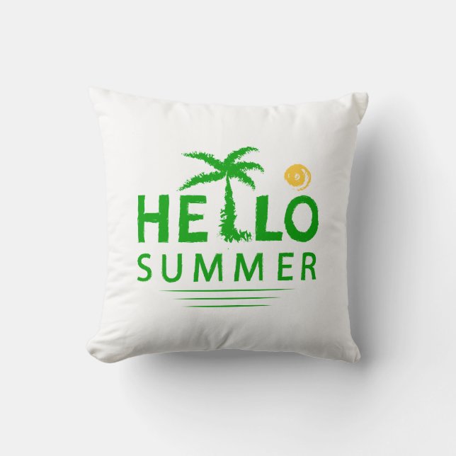 Hello Summer Throw Pillow (Front)