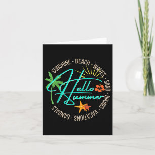 Hello Summer Tropical Beach Vacation Palm Tree Tee Card