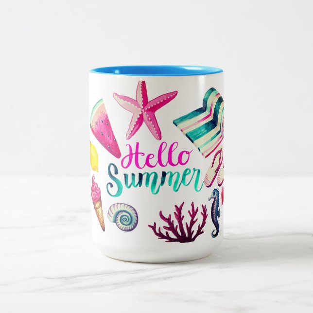Hello Summer Two-Tone Coffee Mug (Center)